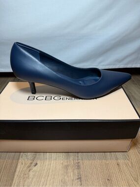 BCBGeneration Navy Pointed Toe Low Heel Pump